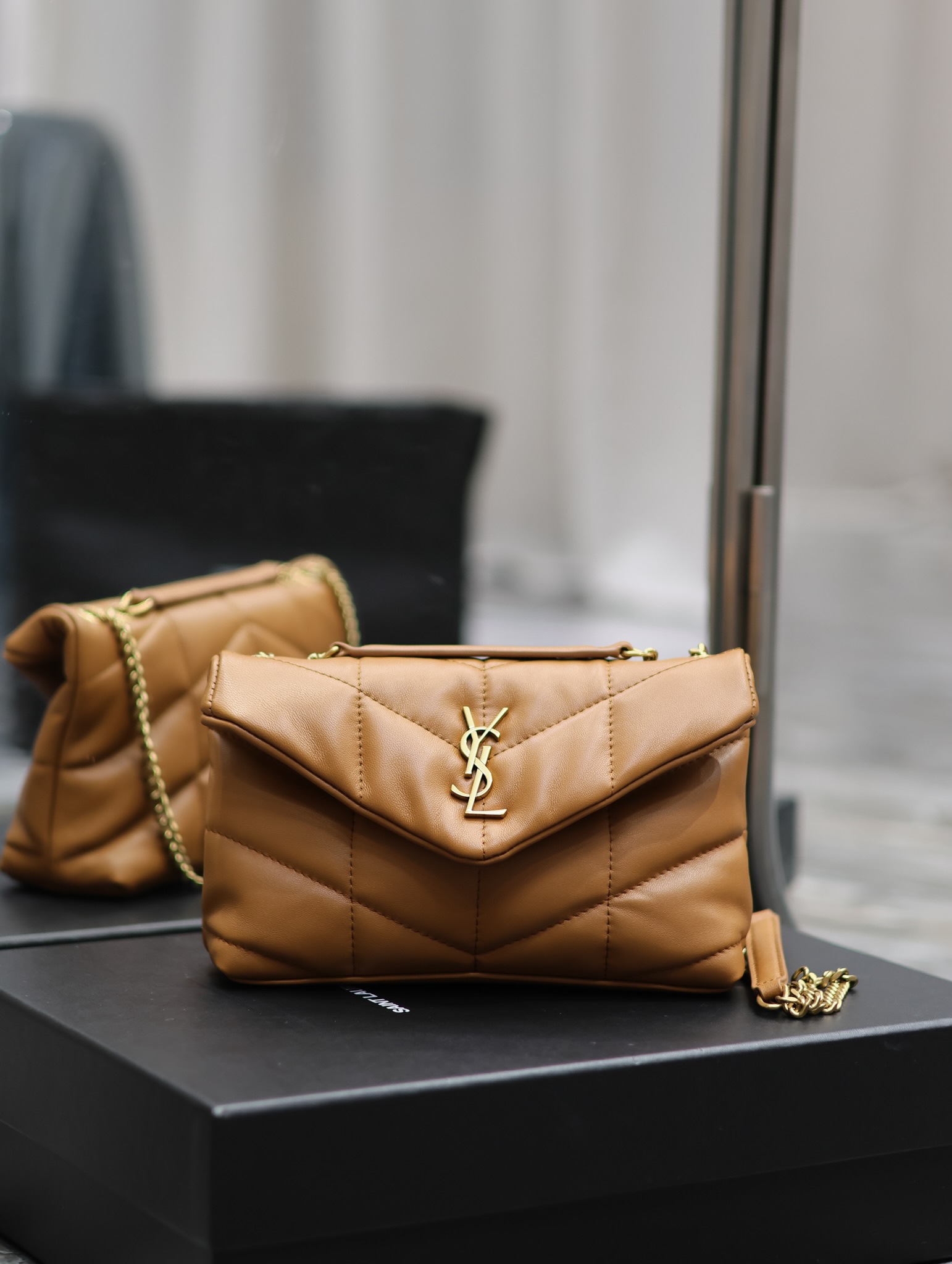 Ysl Loulou Puffer Mini 759337 Caramel Coloured Gold Buckle